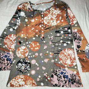Womens Long Sleeve Top Cool Design Half Button Up